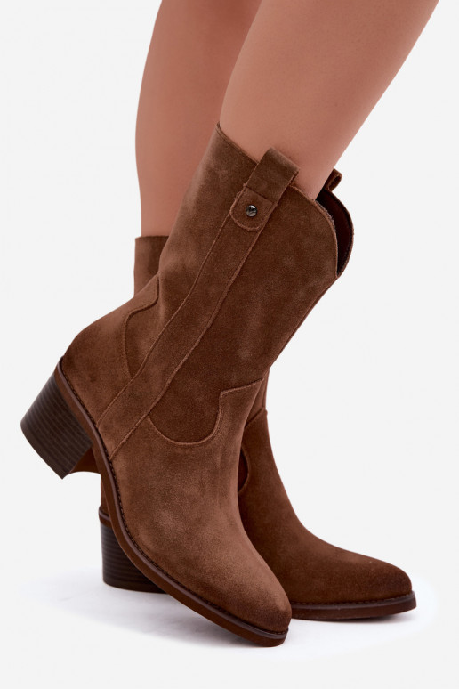bottines isolées de style cowboy avec talons Vinceza 133106 en marron