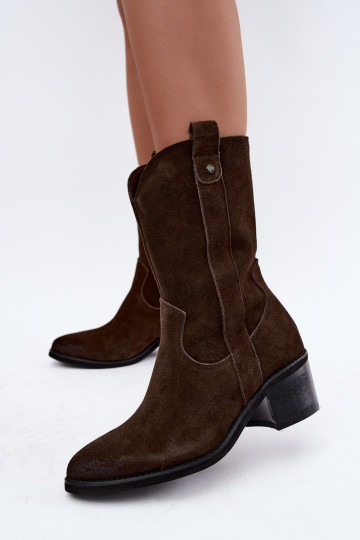 bottines isolées de style cowboy avec talons Vinceza 133106 en chocolat 2