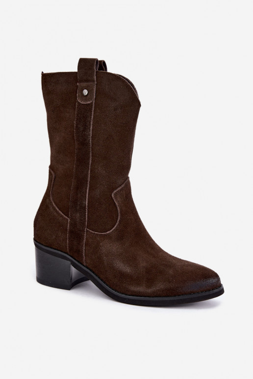 bottines isolées de style cowboy avec talons Vinceza 133106 en chocolat