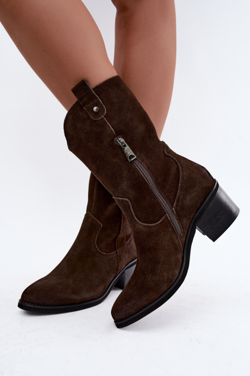 bottines isolées de style cowboy avec talons Vinceza 133106 en chocolat
