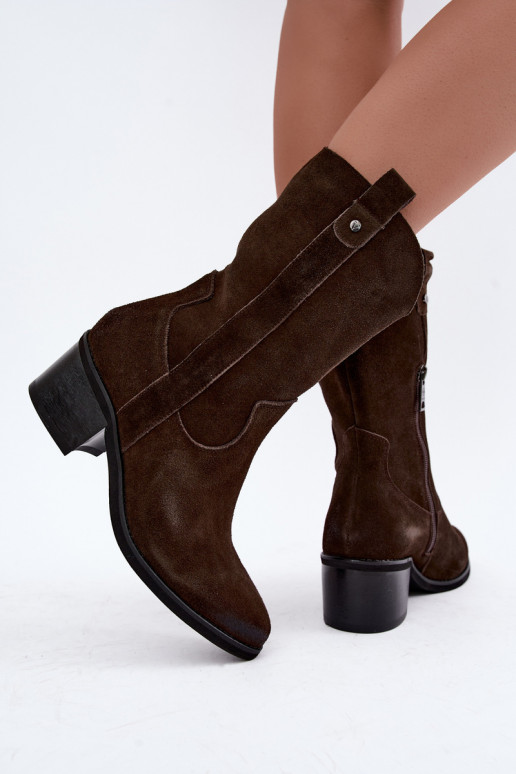 bottines isolées de style cowboy avec talons Vinceza 133106 en chocolat
