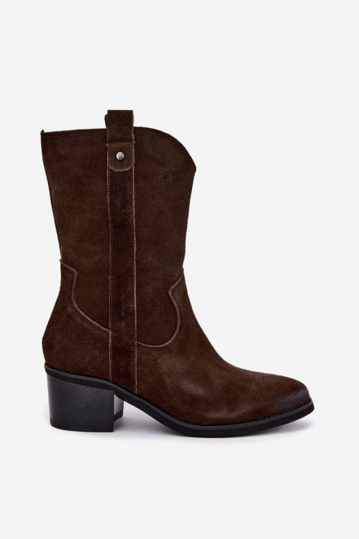 bottines isolées de style cowboy avec talons Vinceza 133106 en chocolat