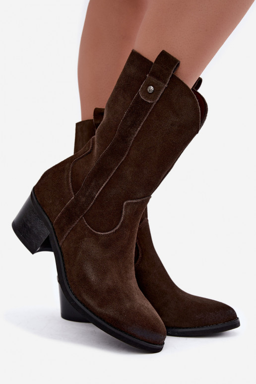 bottines isolées de style cowboy avec talons Vinceza 133106 en chocolat