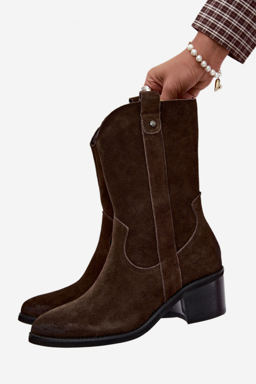 bottines isolées de style cowboy avec talons Vinceza 133106 en chocolat