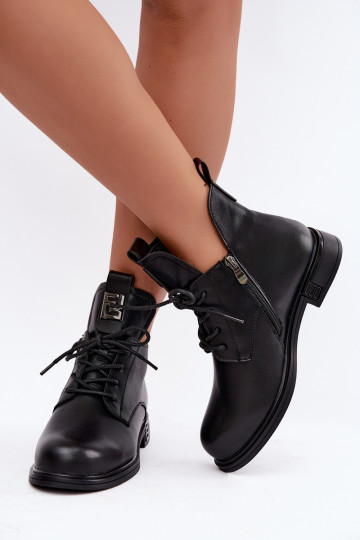 bottines isolées avec talons larges et ornements D&A MK62-7034 en noir 2