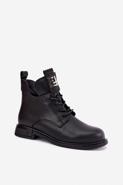bottines isolées avec talons larges et ornements D&A MK62-7034 en noir
