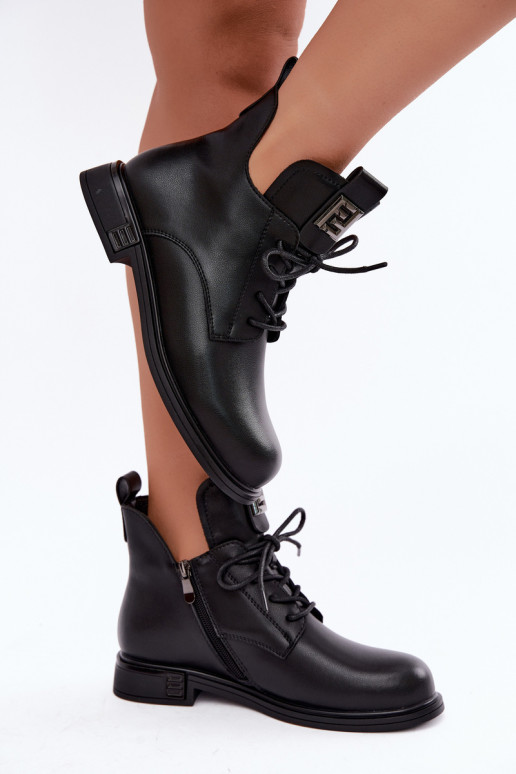 bottines isolées avec talons larges et ornements D&A MK62-7034 en noir
