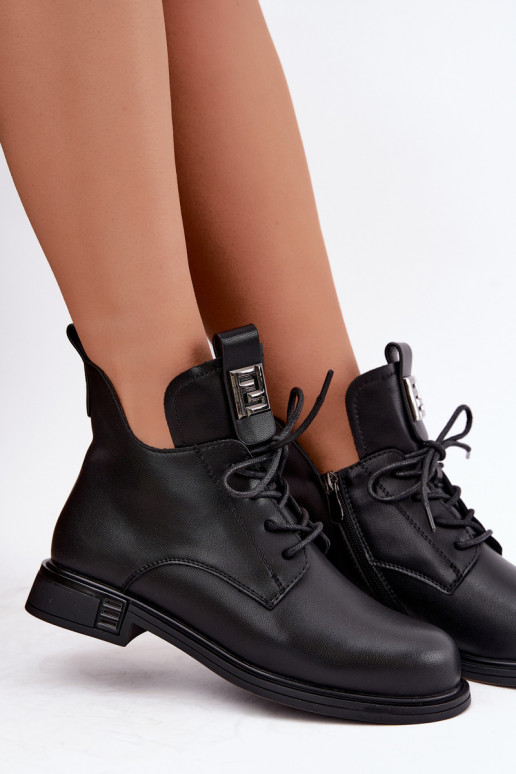 bottines isolées avec talons larges et ornements D&A MK62-7034 en noir