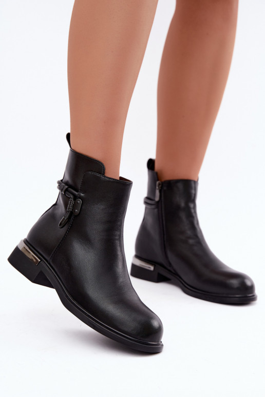 bottines isolées pour femmes avec talons décorés D&A MK62-7025 en noir