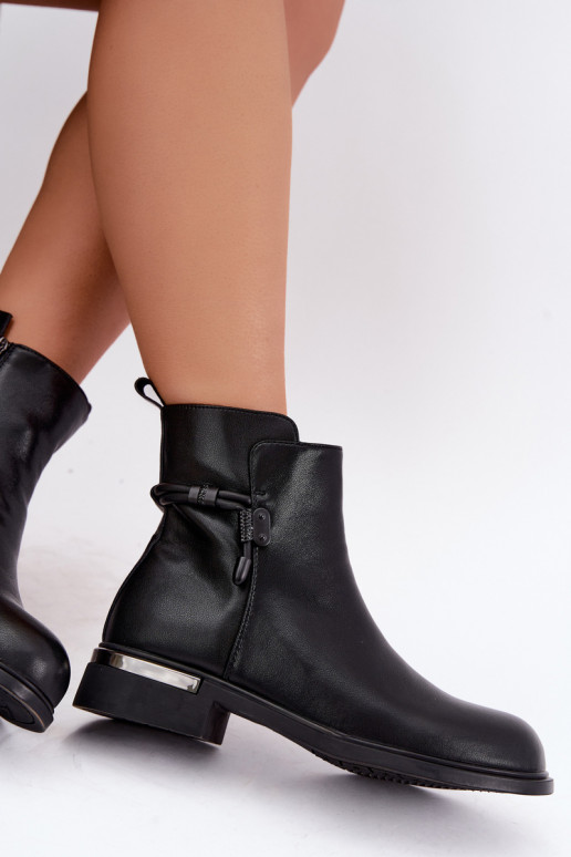 bottines isolées pour femmes avec talons décorés D&A MK62-7025 en noir