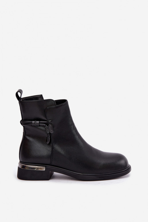 bottines isolées pour femmes avec talons décorés D&A MK62-7025 en noir