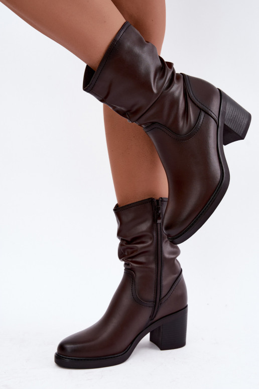 bottines isolées avec volants et talons Sergio Leone BT-60 en chocolat