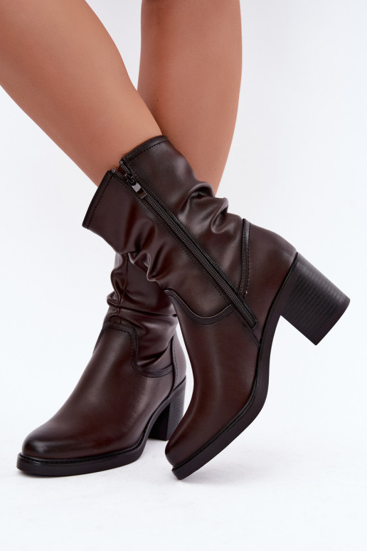 bottines isolées avec volants et talons Sergio Leone BT-60 en chocolat