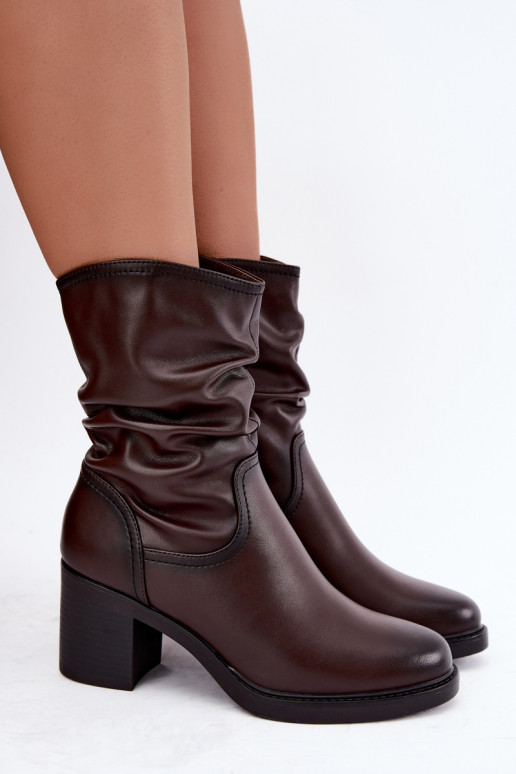 bottines isolées avec volants et talons Sergio Leone BT-60 en chocolat