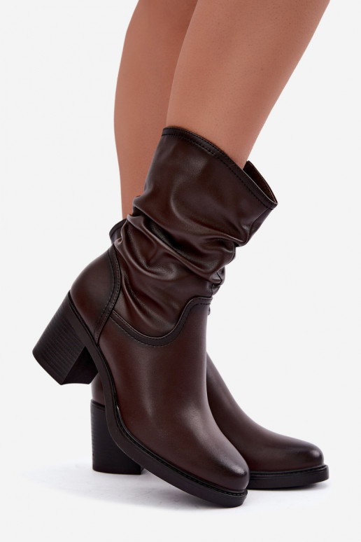 bottines isolées avec volants et talons Sergio Leone BT-60 en chocolat