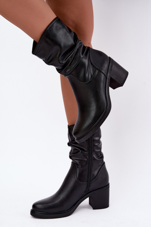 bottines isolées avec volants et talons Sergio Leone BT-60 en noir