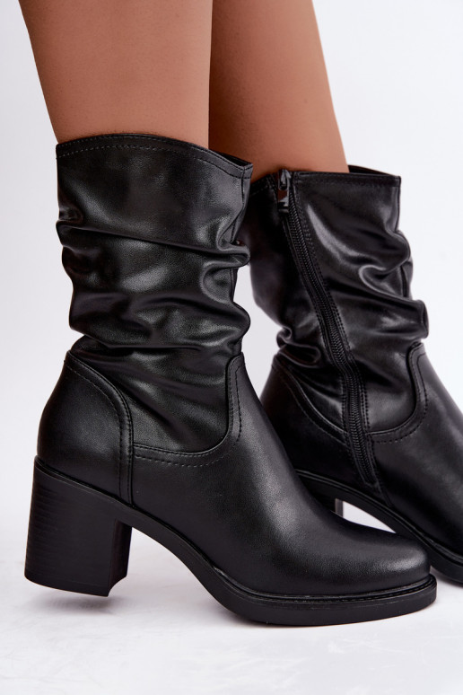 bottines isolées avec volants et talons Sergio Leone BT-60 en noir