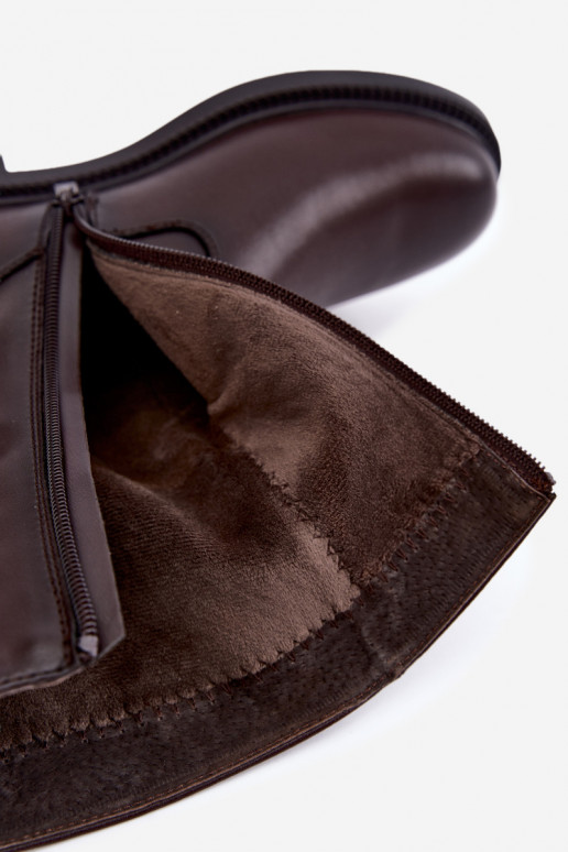 bottines isolées froissées avec talons larges Sergio Leone BT-08 en chocolat