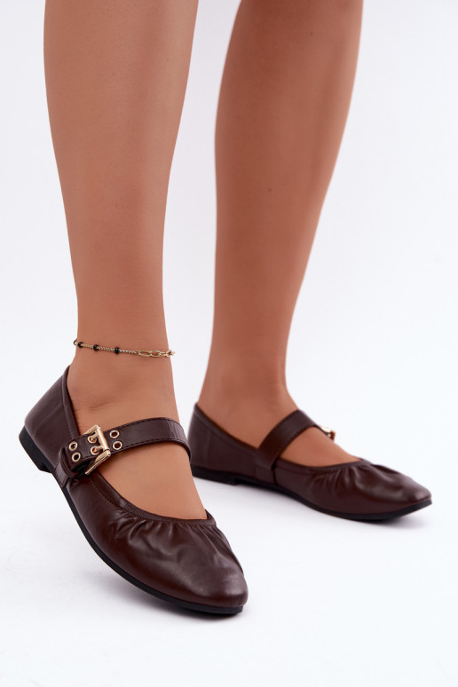 ballerines avec volants et brides en chocolat Irelissa