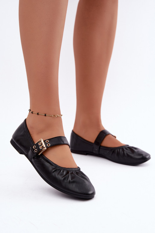 ballerines avec volants et brides en noir Irelissa