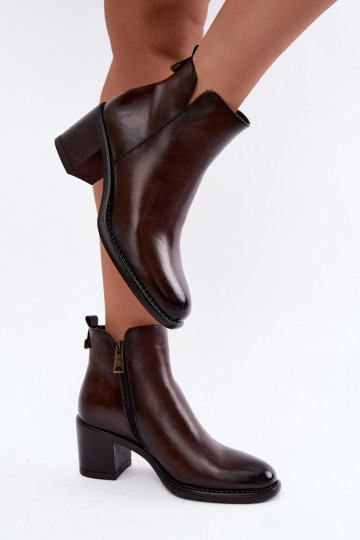 Bottines isolées avec talons en marron foncé Vinceza 58650