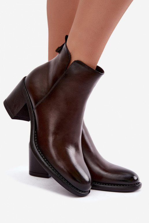 Bottines isolées avec talons en marron foncé Vinceza 58650