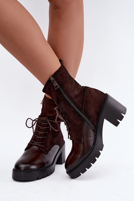 Bottines pour femmes sur talons épais isolées en chocolat Vinceza 58665
