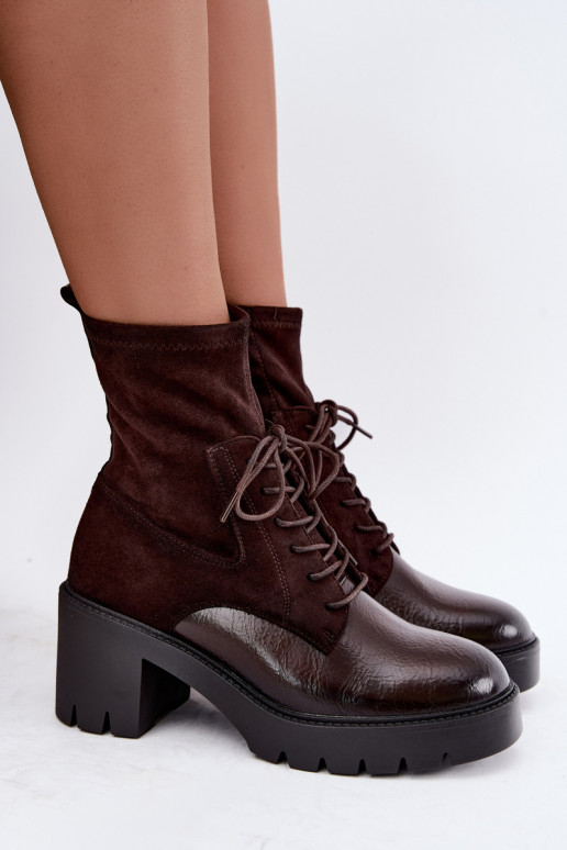 Bottines pour femmes sur talons épais isolées en chocolat Vinceza 58665