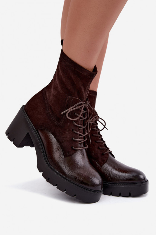 Bottines pour femmes sur talons épais isolées en chocolat Vinceza 58665