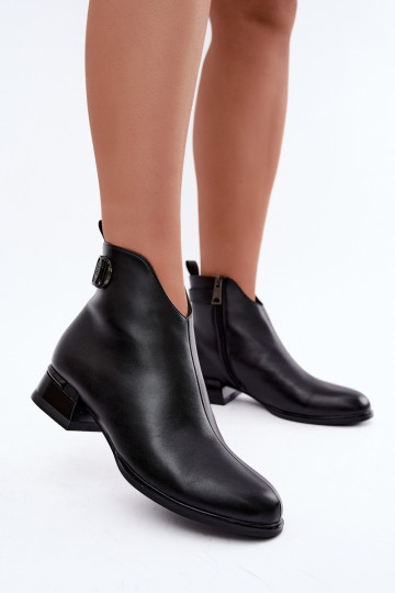 Bottines isolées avec bandes décoratives en noir Vinceza 58692 2