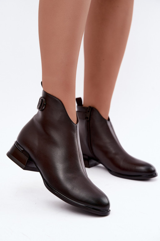 Bottines isolées avec bandes décoratives en chocolat Vinceza 58692