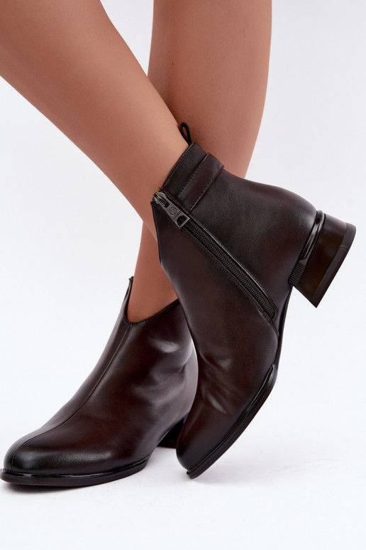 Bottines isolées avec bandes décoratives en chocolat Vinceza 58692