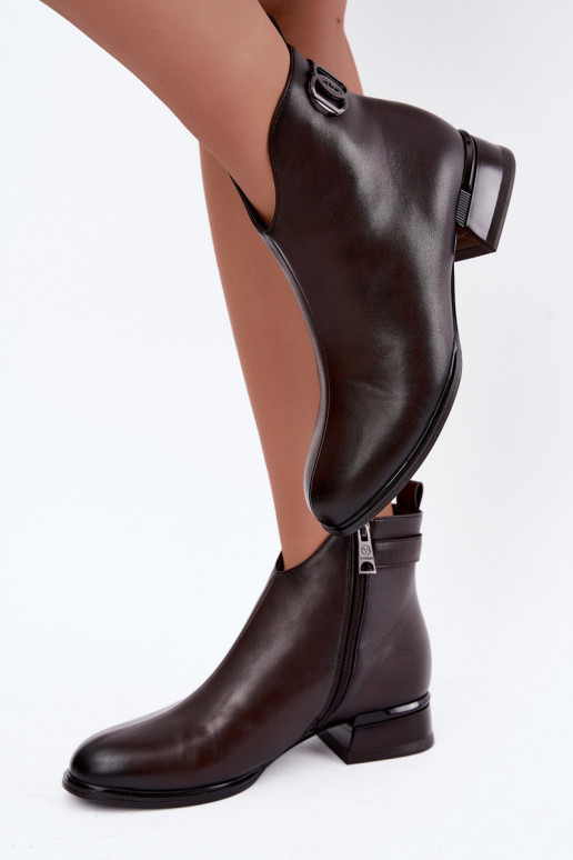 Bottines isolées avec bandes décoratives en chocolat Vinceza 58692