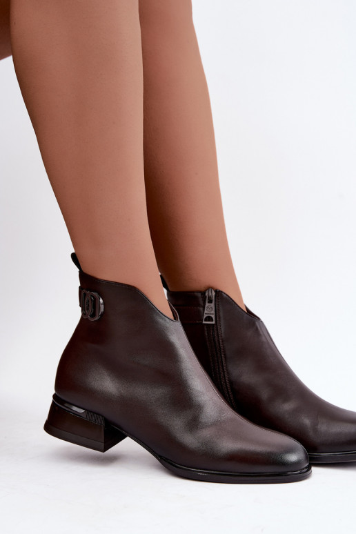 Bottines isolées avec bandes décoratives en chocolat Vinceza 58692