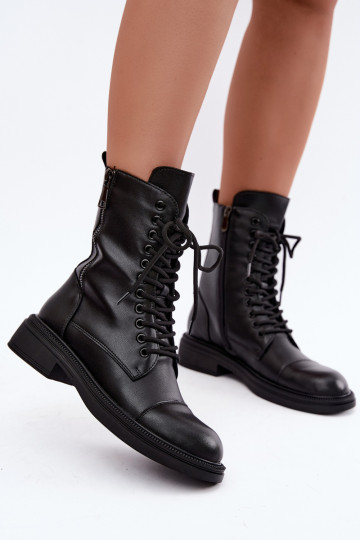 Bottines en cuir isolées de type bottes en noir Vinceza 86443 2