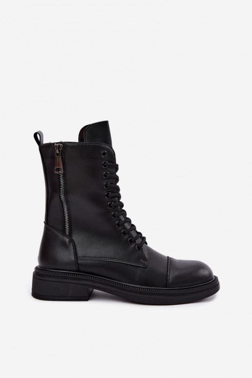 Bottines en cuir isolées de type bottes en noir Vinceza 86443