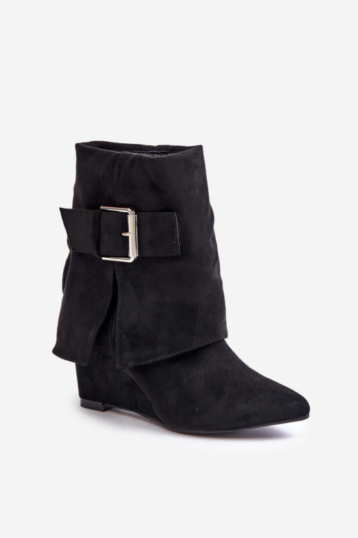 Bottines avec plateforme et boucles en daim synthétique noir Vortinia