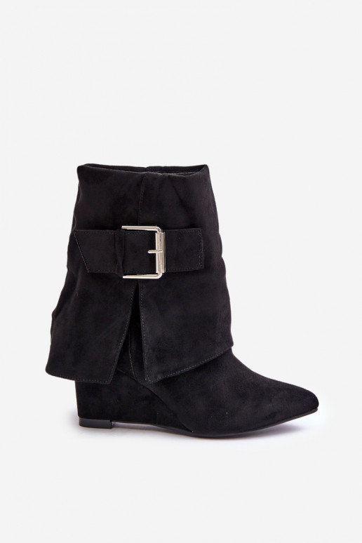 Bottines avec plateforme et boucles en daim synthétique noir Vortinia