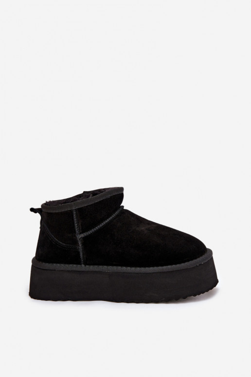 Bottes de neige pour femmes en daim synthétique noir