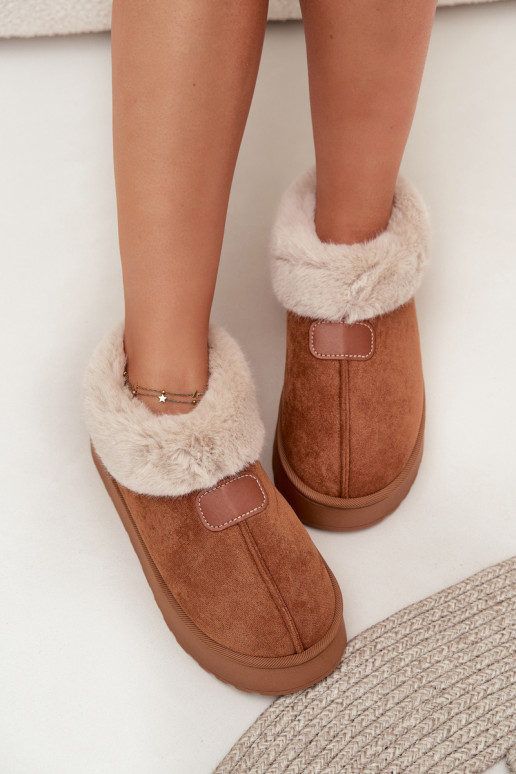 bottes de neige pour femmes avec plateforme et fourrure en couleur marron Calyra