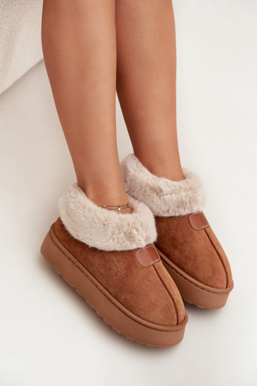 bottes de neige pour femmes avec plateforme et fourrure en couleur marron Calyra