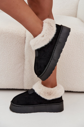 bottes de neige pour femmes avec plateforme et fourrure en couleur noire Calyra