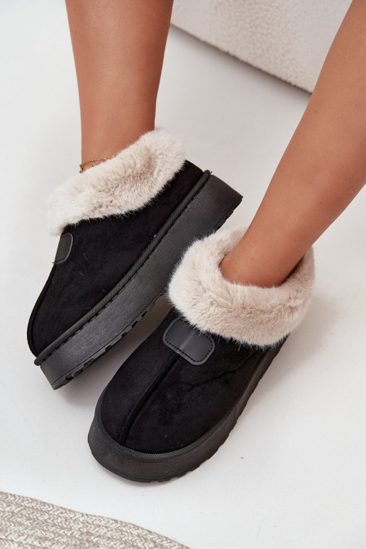bottes de neige pour femmes avec plateforme et fourrure en couleur noire Calyra