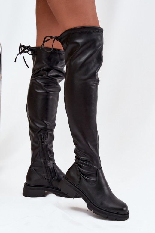 bottes hautes pour femmes avec des détails stylés en couleur noire Rylissa