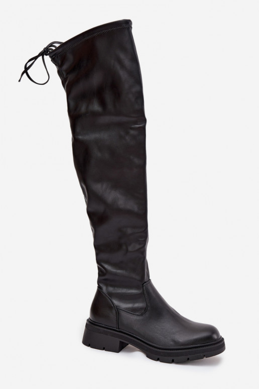 bottes hautes pour femmes avec des détails stylés en couleur noire Rylissa