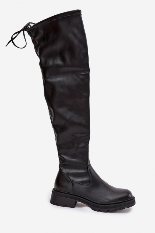 bottes hautes pour femmes avec des détails stylés en couleur noire Rylissa