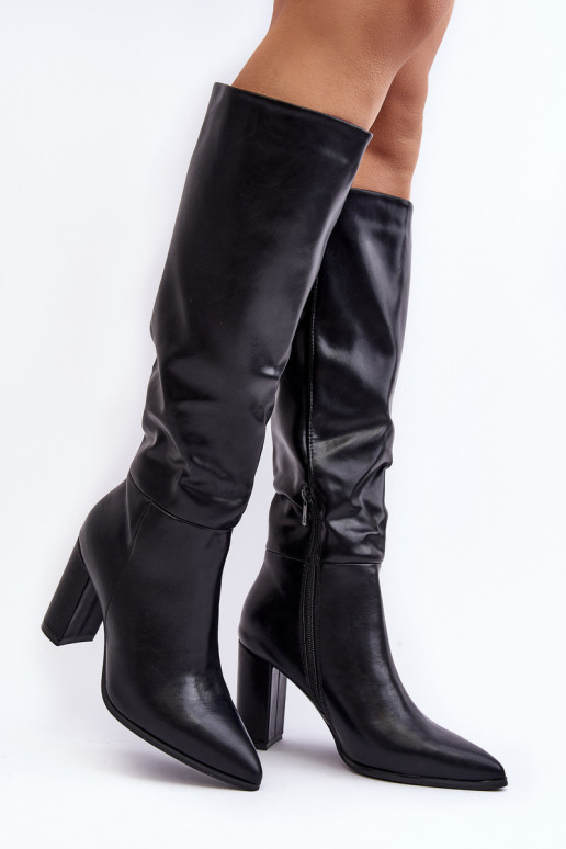Bottes noires pour femmes jusqu'au genou avec talons Fiminna