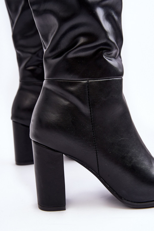 Bottes noires pour femmes jusqu'au genou avec talons Fiminna