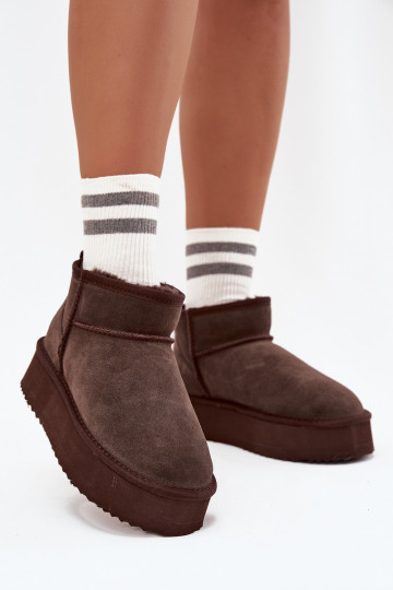 Bottes de neige pour femmes en daim synthétique avec plateforme Vinceza 97962 en couleur chocolat 2