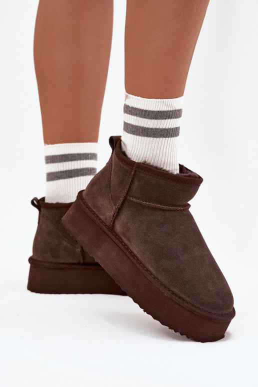 Bottes de neige pour femmes en daim synthétique avec plateforme Vinceza 97962 en couleur chocolat